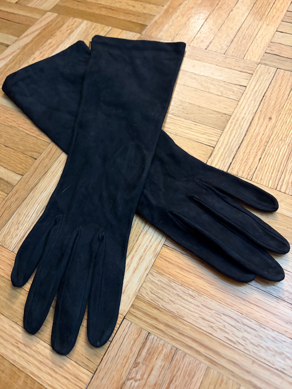 VTG Bergdorf Goodman Long Black Gloves Women's Size Medium UNWORN